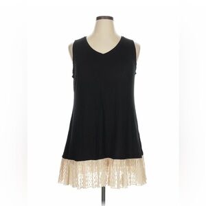 LOGO by Lori Goldstein Tank with Lace Hem